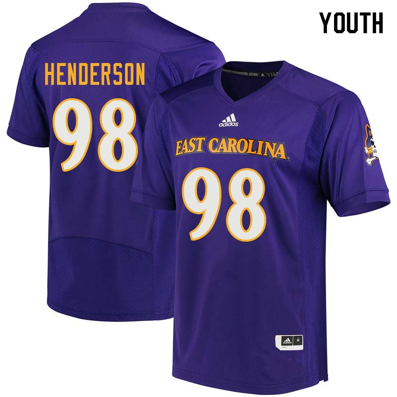 Youth #98 Brandon Henderson East Carolina Pirates College Football Jerseys Sale-Purple